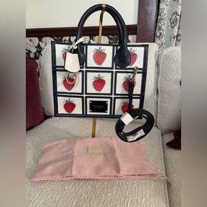 Radley London Strawberry Market Street Small Leather Grab Bag NWT Rare
